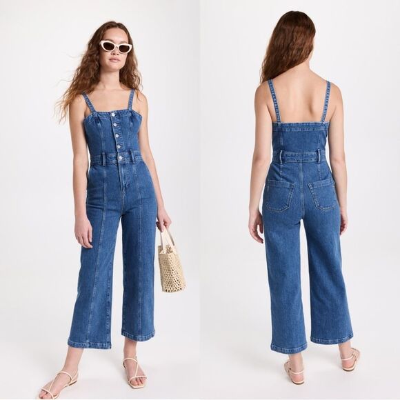 PAIGE ANESSA Denim jumpsuit with front seams in Delia - Picture 1 of 13